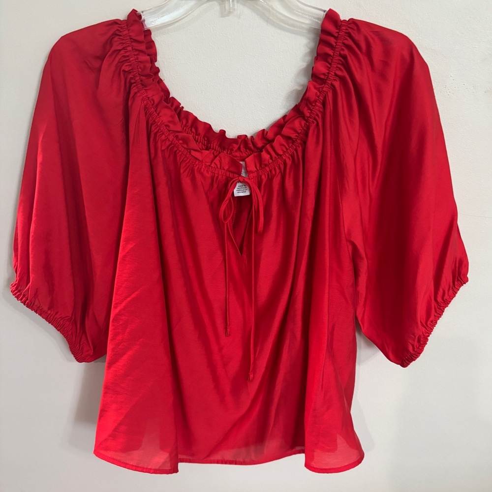 H&M Red Ruffle Blouse